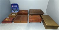 (7) EMPTY JEWELRY BOXES W/ (1) OPTI VISOR