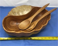 Wooden shell shaped salad bowl