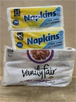 504 ct vanity fair napkins & 2-300 count napkins