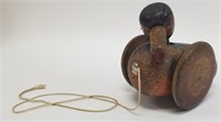 Antique Painted Pull Behind Head Bob Wooden Duck