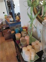 ASSORTMENT OF CANDLES AND CANDLE HOLDERS