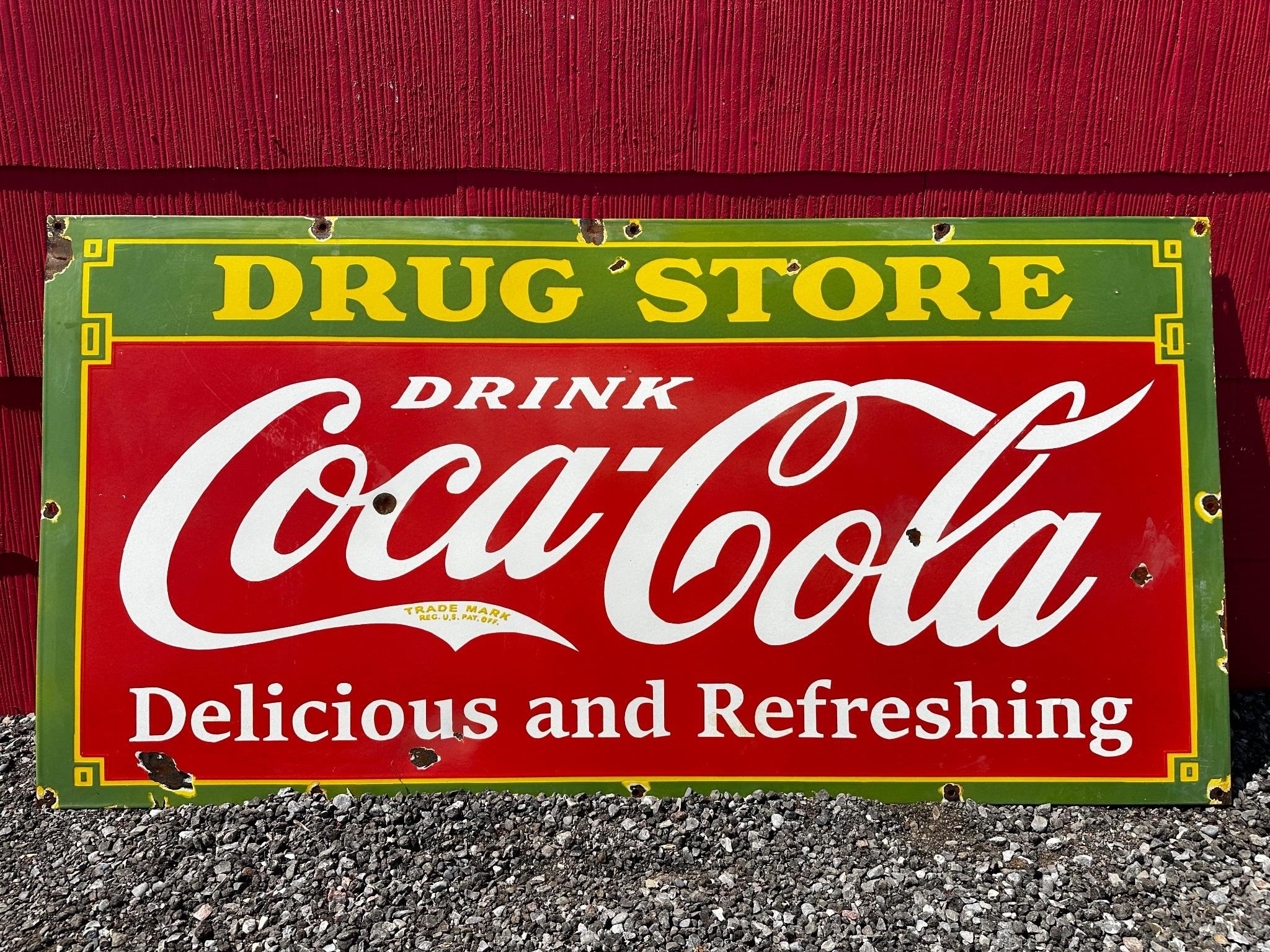 Authentic 5ft x 2.6ft Porcelain Coca-Cola Sign