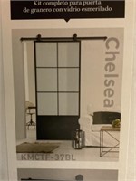 37" Barn Door Kit Glass/Black