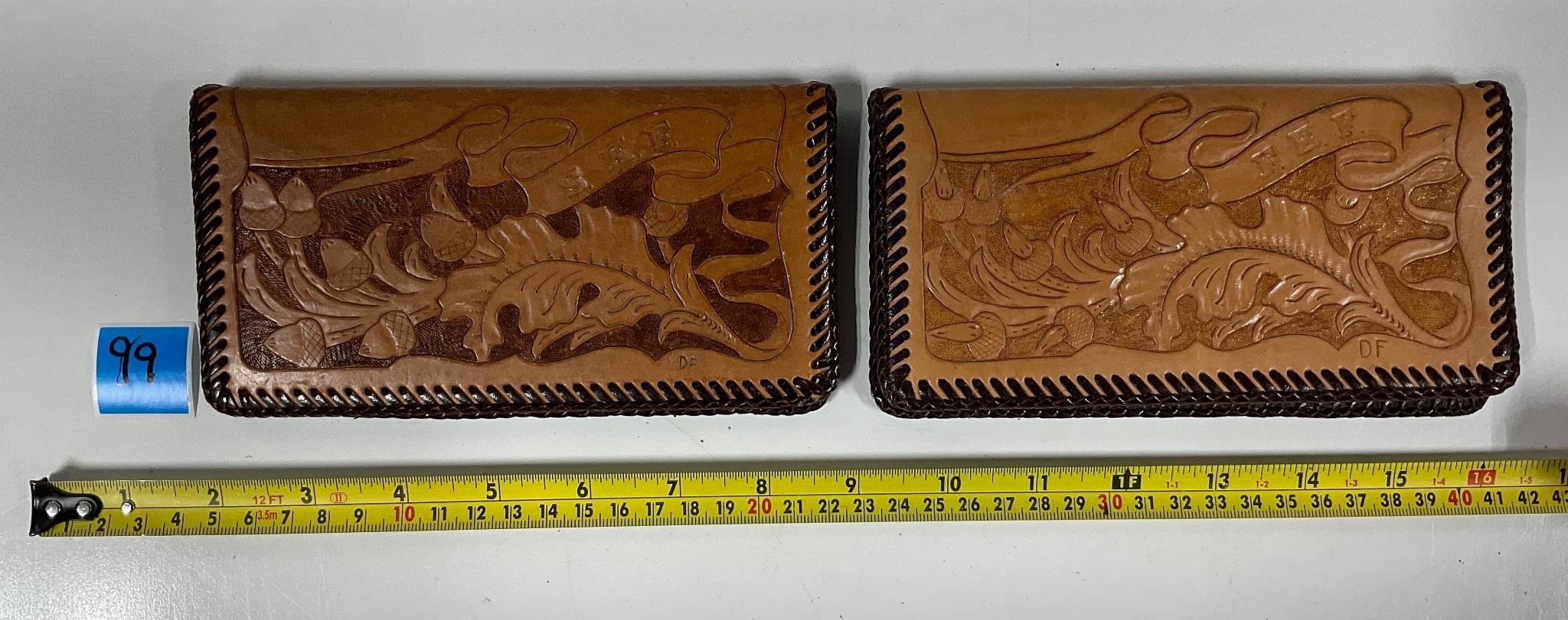Two Tooled Leather Checkbook Covers