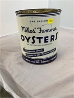 Miles Famous Norfolk VA 1 Gallon Oyster Can