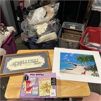 SIGNED PAINTING, NURSE FRAME AND CARDS