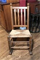 Short Wood Rocker with Woven Seat