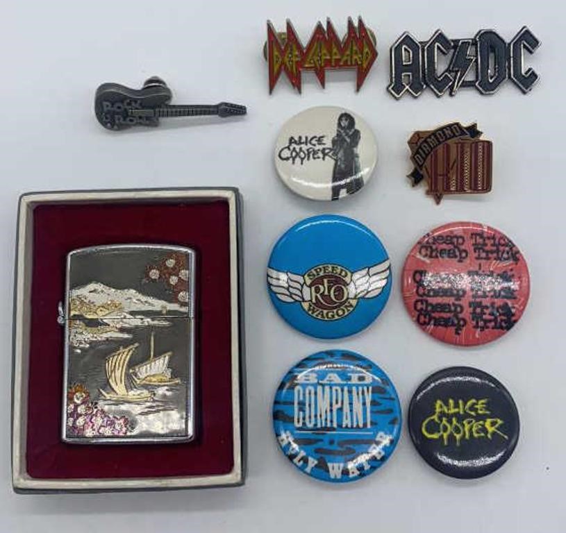 Decorative Minx Cyna AAA Lighter, Rock-n-Roll Pins