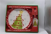 12" round Christmas Plate with Server 12"