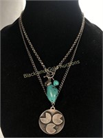 (2) Necklaces: Sterling & Turquoise Charms