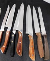 17 various large vintage kitchen knives