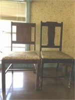 2 Vintage Antique? Dining Accent Chairs Wood