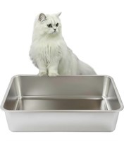 Easy-to-Clean Metal Litter Pan for Cats