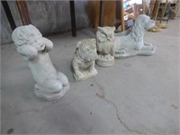Group of 4 heavy Figurines Child, 2 Dogs & Owl