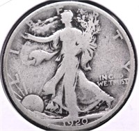 1920 S WALKING HALF DOLLAR VG