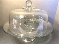 VINTAGE CAKE PLATE W/ LID 12 IN X  9 IN