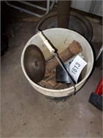BUCKET OF MISC. SAW BLADE- PIPE- FITTINGS
