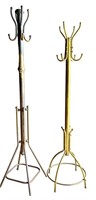 2 brass clothes trees, 71"H  and 66"H