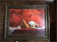 Large wall print nude woman Framed to 44x58.
