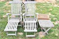 Teak Lounge Chairs, Side Tables & Windmill Base