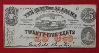 1863 State of Alabama 25 Cent Fractional Note