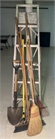 A Frame Ladder With Yard Tools