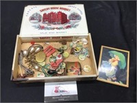 Cigar Box, Pins & misc