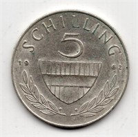 1962 Austria 5 Schilling Silver Coin