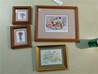 Four Framed Floral Prints