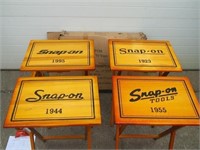 Snap On Tools Set Of 4 Wooden TV Trays W/ Stand