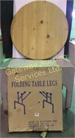 Wood Table Top with Foldable Legs