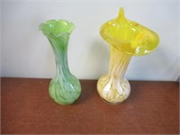 Art Deco Vases Yellow and Green