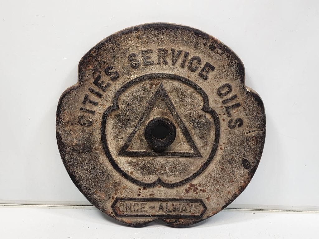 Rare Cast Iron Cities Service Curb Sign Base