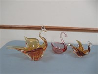 3 Artglass Birds / Oiseaux en verre décoratifs