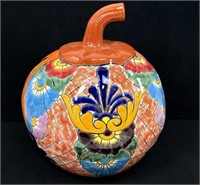 Mexican Terra-cotta Talavera Style Pumpkin