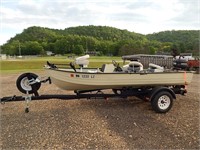1986 Mirrow Craft 16' boat with trailer and 35 HP