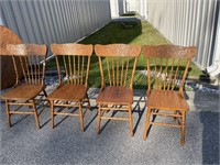 4 OAK PRESS BACK CHAIRS