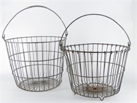 (2) Vintage Wire Potato Baskets w/ Bail Handles