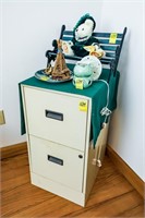 2-Drawer Filing Cabinet, Doll Bench, Candle