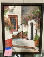 Mission Windows, Framed Oil on Canvas, signed