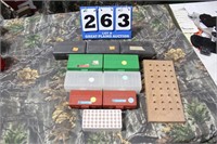 Lot of Empty Handgun Ammo Boxes and Case Block