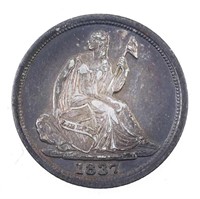 1837-P US SILVER SEATED LIBERTY 5C HALF DIME COIN
