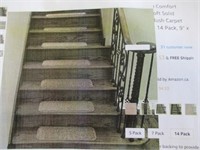 9"x26" Non-Slip Plush Carpet Stair Treads ~ 14 Pk