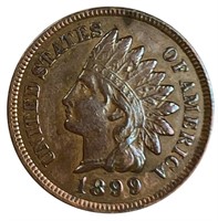 1899 Indian Head Cent Penny AU