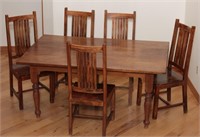 Hickory Dining Room Table w/ 6 Chairs