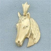 Diamond Cut Horse Head Pendant in 14k Yellow Gold