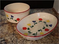 Pair of Vintage Ceramic Casserole Dishes