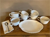 Oversized Soup Cups, Serving Platter& Spoon Rest