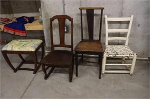 Chairs, footstool, & Sewing Rocker