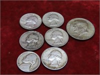 90%silver US quarters, 40%half dollar